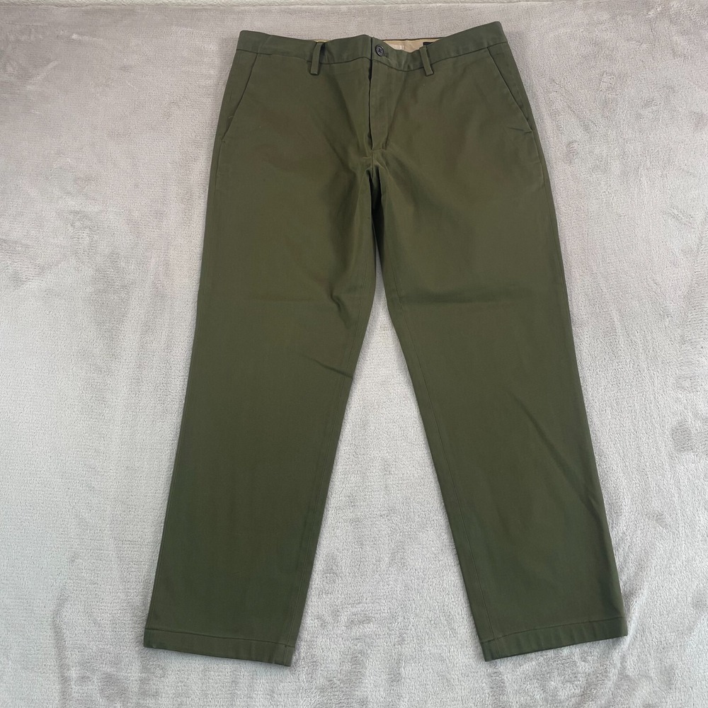 BANANA REPUBLIC Slim Rapid Movement Chino Pants Men 35x28 Waimea Olive Preppy